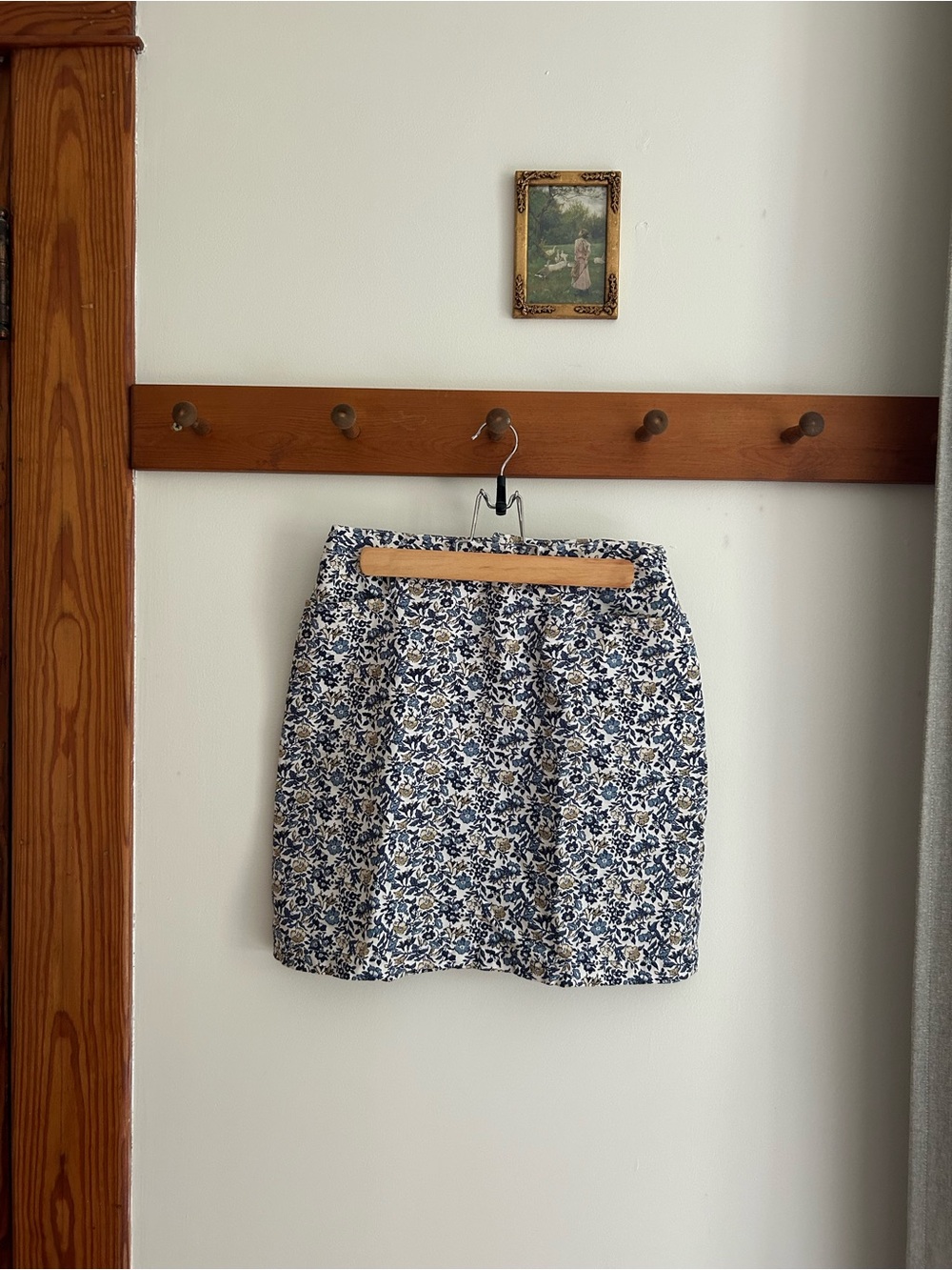 Floral Mini Skirt in Navy and Cream